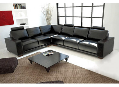 Leren bank Bank Woonlandschap Hoekbank Hoekstel Design Modern Sofa A1121B