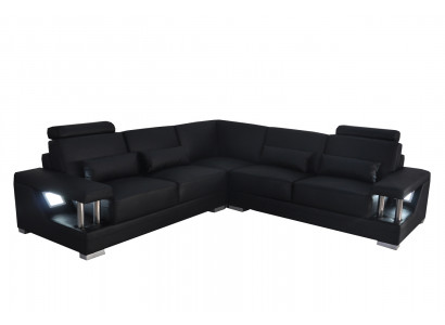 Lederen bank Bank Woonlandschap Hoekdecoratie set Design Modern Bank L-vorm