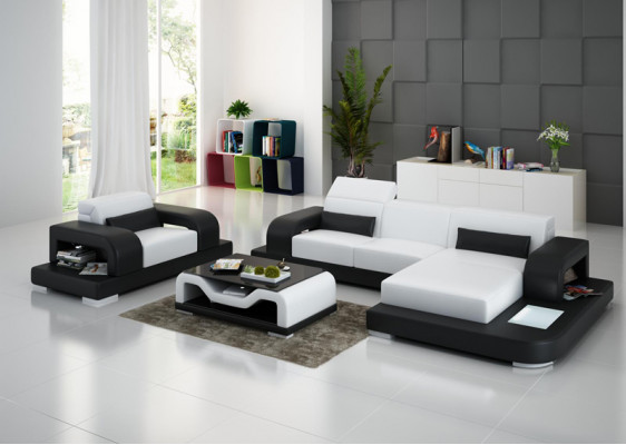 Leren bankstel woonlandschap hoekbank L-vorm fauteuil set meubels modern bankstel G8006E