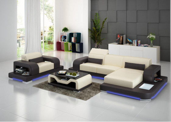 Leren bankstel woonlandschap hoekbank L-vorm fauteuil set meubels modern bankstel G8006E