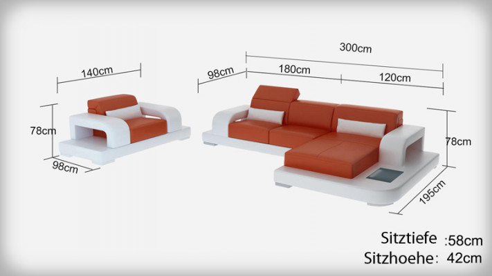 Leren bankstel woonlandschap hoekbank L-vorm fauteuil set meubels modern bankstel G8006E