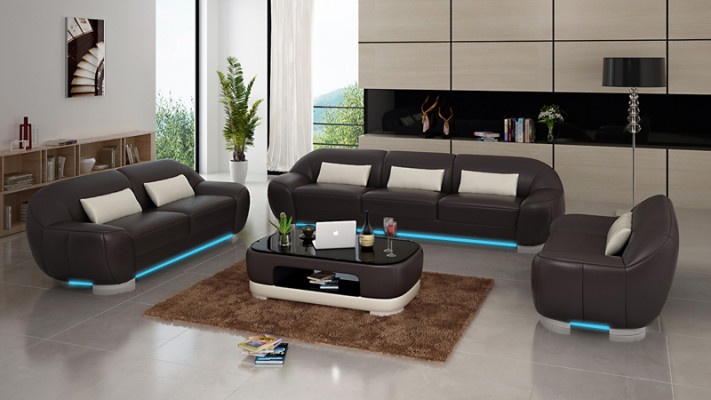 Lederen bank Bank Bankstel Hoekbank Hoek Set Ontwerp Decor Moderne Bank