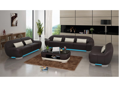 Lederen bank Bank Bankstel Hoekbank Hoek Set Ontwerp Decor Moderne Bank