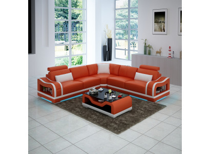 Leren bank Bank Woongebied Hoekbank Hoeksalon Modern ontwerp bank met USB