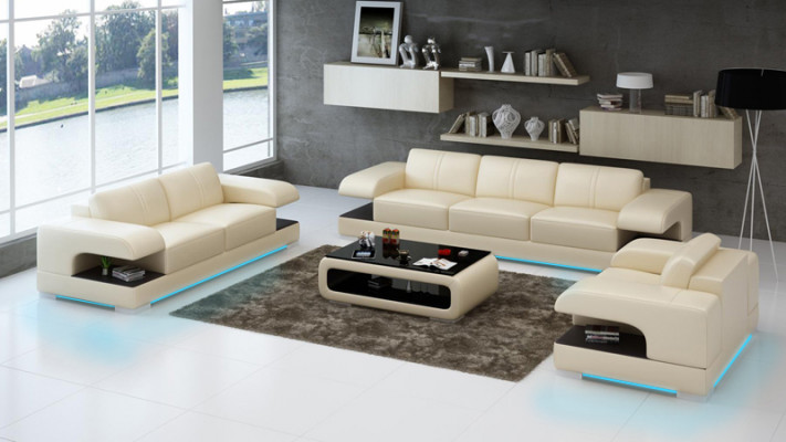 Leren banksstel bank woonlandschap set ontwerp modern bankstel 3+2+1 G8028D.