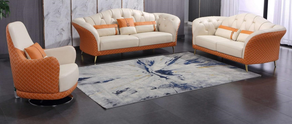 Ontwerpermeubels Bank Bankstel Bekledingsset 6-delige set Leren salontafel