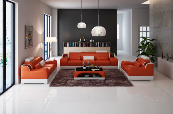 Ontwerp Bankstel Bank Bekleedbanken Leder 3+2 Zits Compleet Set Nieuw Modern
