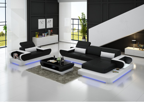 Ontwerp XXL Grote Bank Hoekbank Leren Bank Fauteuil Bekleding Woongebied G8002E