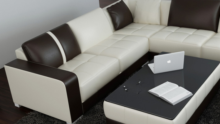 Leren bank bank woonlandschap hoekbank hoekstelontwerp modern bank met USB