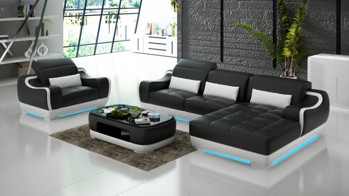 Leren bank Bank woonlandschap hoekbank + fauteuil Nieuw stel Modern Sofa G8025E