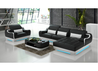 Leren bank Bank woonlandschap hoekbank + fauteuil Nieuw stel Modern Sofa G8025E