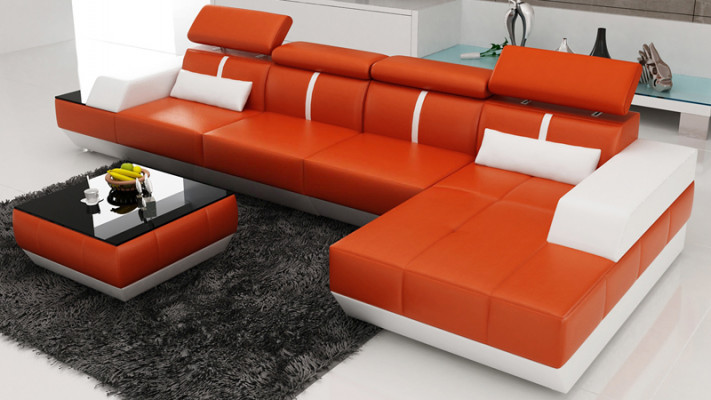 Leren hoekbank L-vorm Bank Woonlandschap Hoekbank Set Ontwerp Moderne Bank USB EU 