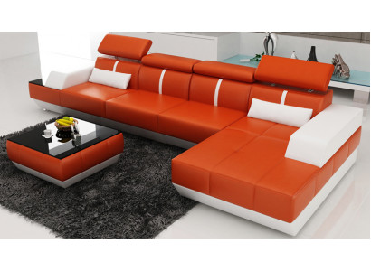 Leren hoekbank L-vorm Bank Woonlandschap Hoekbank Set Ontwerp Moderne Bank USB EU 