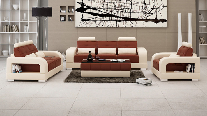 Leren bank Bankbank Lounge-set 3+2+1 zits set Design Moderne bank met USB