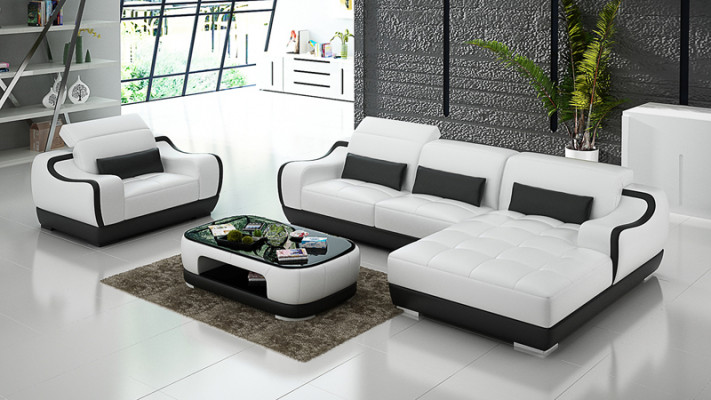 Leren bank Bank woonlandschap hoekbank + fauteuil Nieuw stel Modern Sofa G8025E