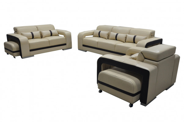 Bankstel van echt leer bank bekleding set 3+2+1 zit compleet set ontwerp nieuw