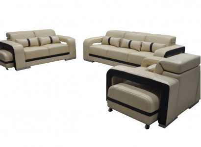 Bankstel van echt leer bank bekleding set 3+2+1 zit compleet set ontwerp nieuw