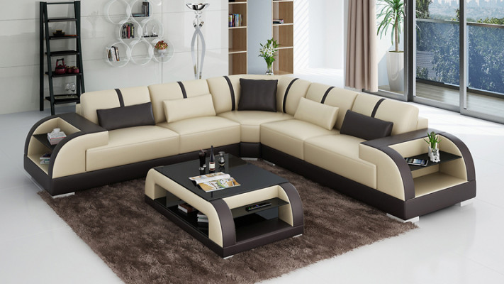 Leren bank bankstel woonlandschap hoekbank hoekbankstel ontwerp modern LED USB bank