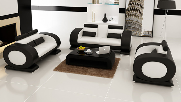 Leren bank Moderne bank Woonlandschap 3+2+1 zits set Design bank met USB