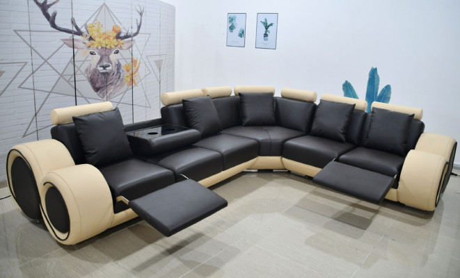 ontwerp hoekbank bankstel lederen relaxfunctie bank -- beschermd ontwerp --