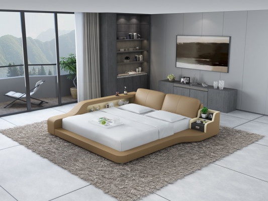 Twee luxe designleren bedpanelen met USB-hotel multifunctioneel.