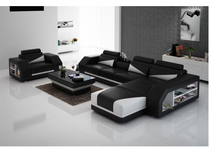 Leren bankstel bank woonkamer hoekbank L-vorm design moderne bank nieuw G8018F