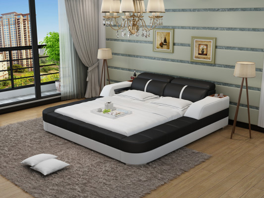 Luxe leren bed ontwerp gestoffeerde bedden dubbel modern huwelijk 140/160/180 LB8823