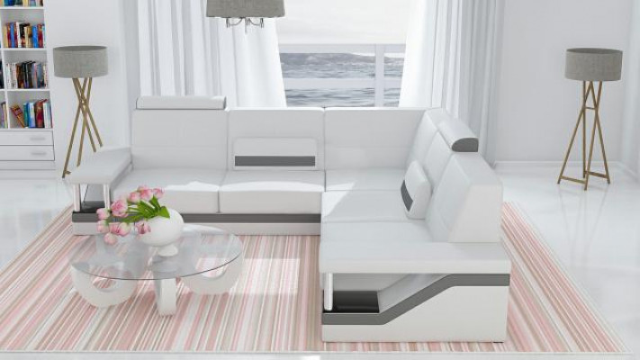 Leren bank hoekbank bank bank poster hoekbank bank stof leren set nieuw