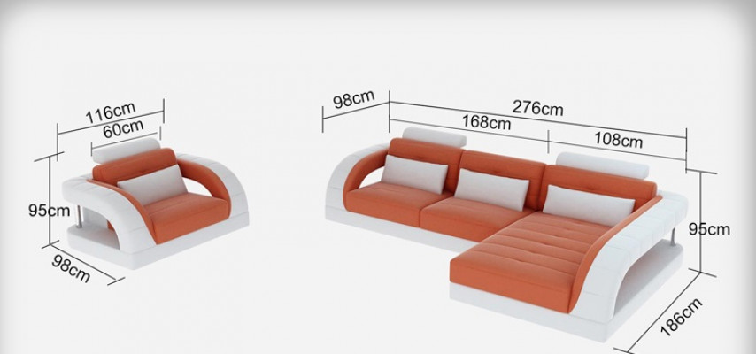 Leren bank Bank Woonlandschap Hoekbank + Fauteuil Nieuwe set Ontwerp
