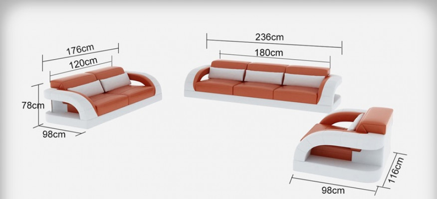Leren bank Bank Bankstel 3+2+1 Zitsbank stel Modern design Bank Nieuw USB