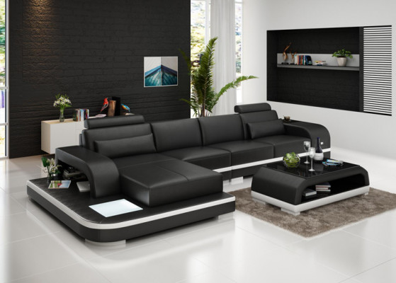 Modern Elegant Ontwerp L-vormige leren hoekbank voor tijdloze woonruimtes