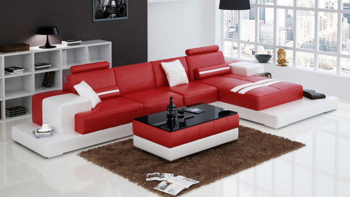 Exclusieve elegante hoekbank in L-vorm rood design voor stijlvolle woonruimtes