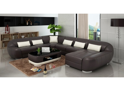 Leren hoekbank in U-vorm in modern design voor de woonkamer