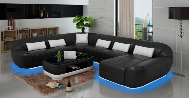 Koop het moderne luxe leren U-vormige hoekbank voor uw woonkamer.