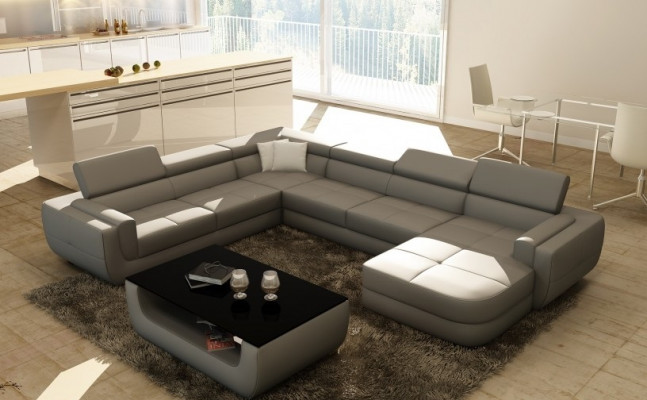 Designersofa Zitkussen Hoek Leren Bankstel Woonlandschap Bank Met USB Kussen Nieuw