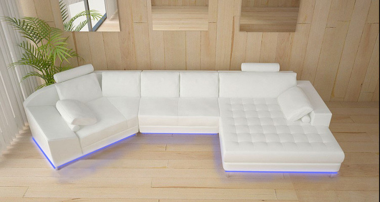 Lederen bankstel met USB woonlandschap hoekbank hoek bankstel ontwerp modern bankstel A1116