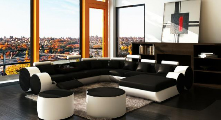 Ontwerper leren bank met USB XXL woonlandschap bank hoekbank nieuw bankstellen