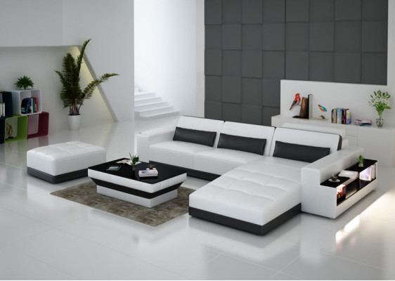 Leren bank Bank Woonlandschap Hoekbank Hoekmeubel Design Modern Bankstel G8019E