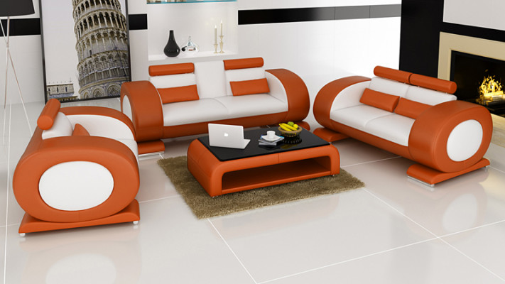 Leren bank Bank Woonlandschap 3 + 2 + 1 zits Bankstel Design Modern