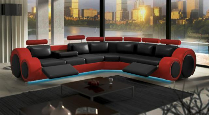 LEDER BANK HOEK BANK ONTWERP BANK LEDEREN BANK HOEK SOFA WOONLANDSCHAP ZWART WIT