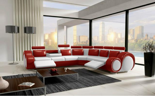 LEDER BANK HOEK BANK ONTWERP BANK LEDEREN BANK HOEK SOFA WOONLANDSCHAP ZWART WIT