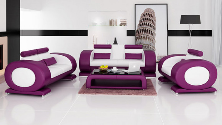 Bank Bank Leer Stoel 3+2+1 Compleet Set Garnituur Ontwerper Modern