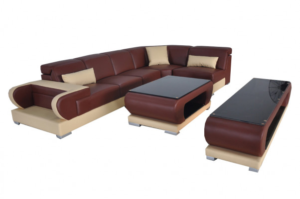 Stijlvol en comfortabel Onze designer L-vormige leren hoekbank