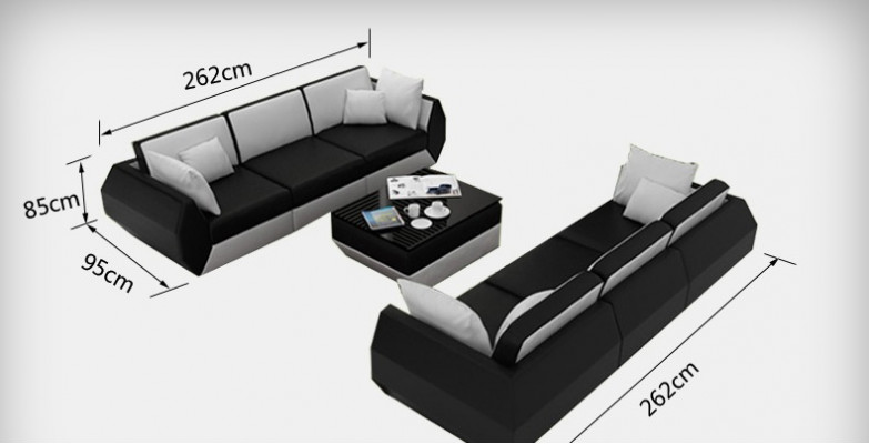 Leren bank Bank bankstel 3+3 zits bankstel Ontwerp Modern Bankstel USB Nieuw