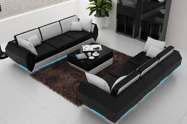 Leren bank Bank bankstel 3+3 zits bankstel Ontwerp Modern Bankstel USB Nieuw