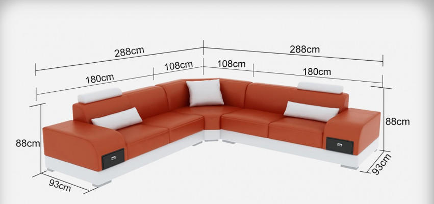 Leren bank Bank Woongebied Hoekbank Hoek Set Ontwerp Moderne Bank USB Nieuw