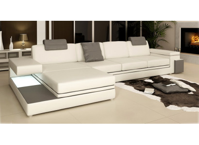 Hoekbank met USB Bank Bank Woonlandschap Zit Hoek Garnituur Leer Textiel PHM88