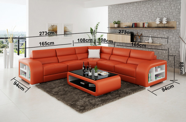 Leren bank woonlandschap hoekbank hoekbankstel designbank USB op maat gemaakt