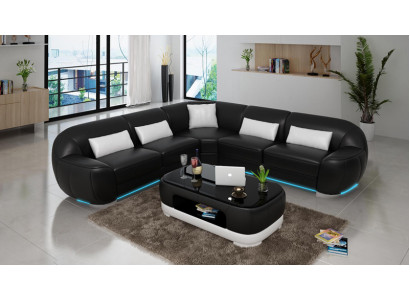 Leren bank woonlandschap hoekbank modern bankstel met USB op maat gemaakt