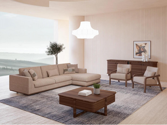 Nieuwe bankstel woonkamer ontwerper 2x fauteuil luxe beige meubilair
